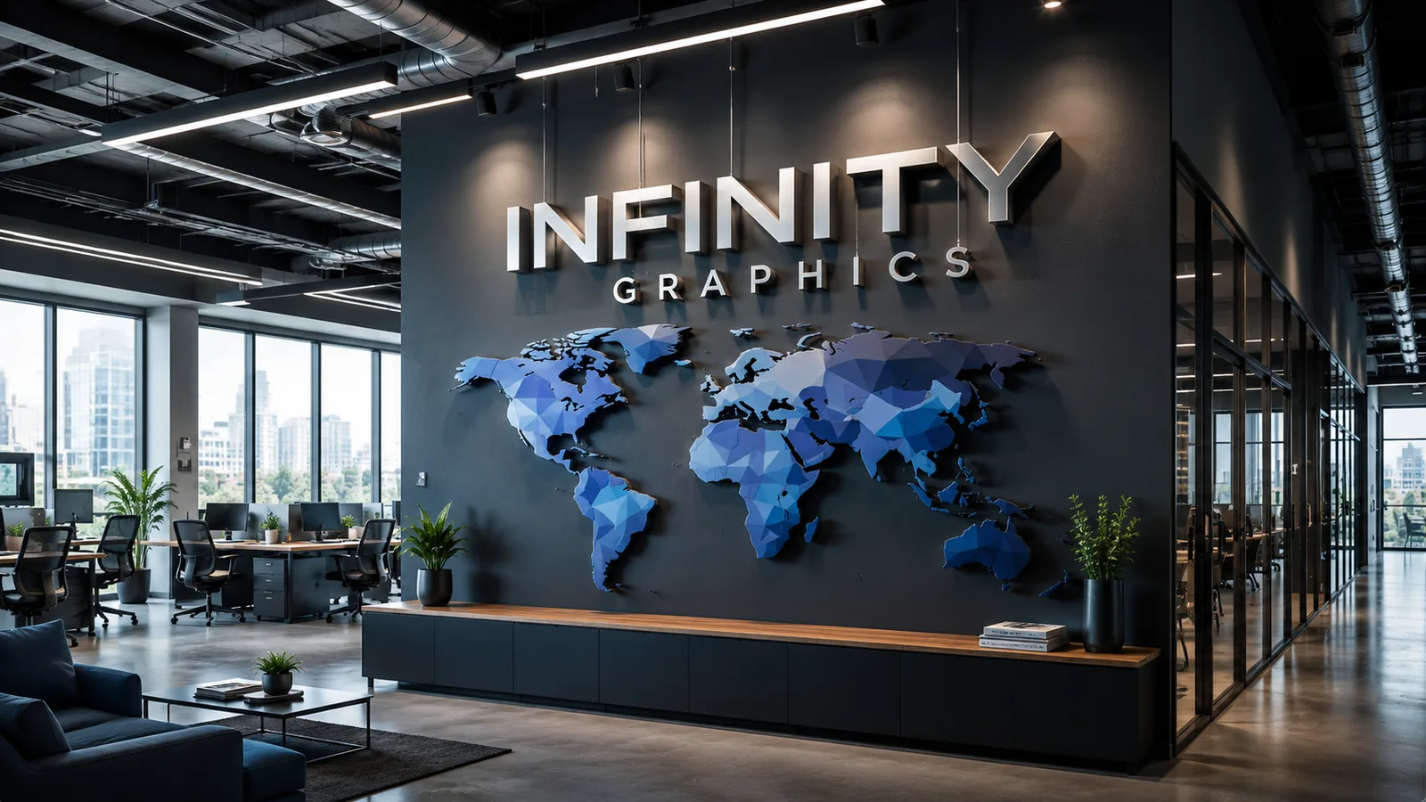 3D habbetű és térbeli felirat homlokzaton — Infinity Graphics